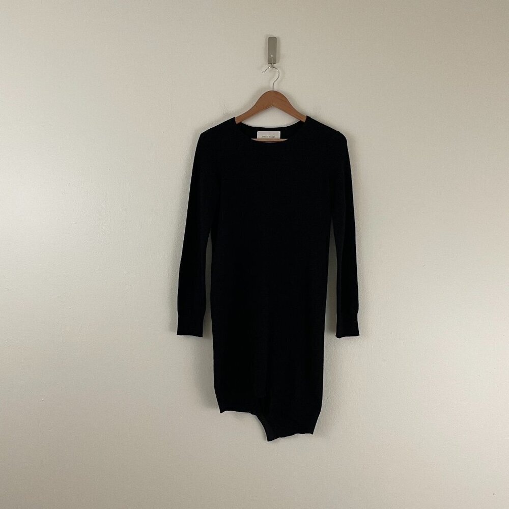 Brochu Walker Black Cashmere Asymmetrical Button Back Sweater Size P